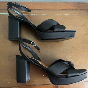 Margaux - Platform Sandal - Black Satin - 43 12